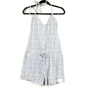 Olsenboye Romper White Blue Floral Cotton Sz Large